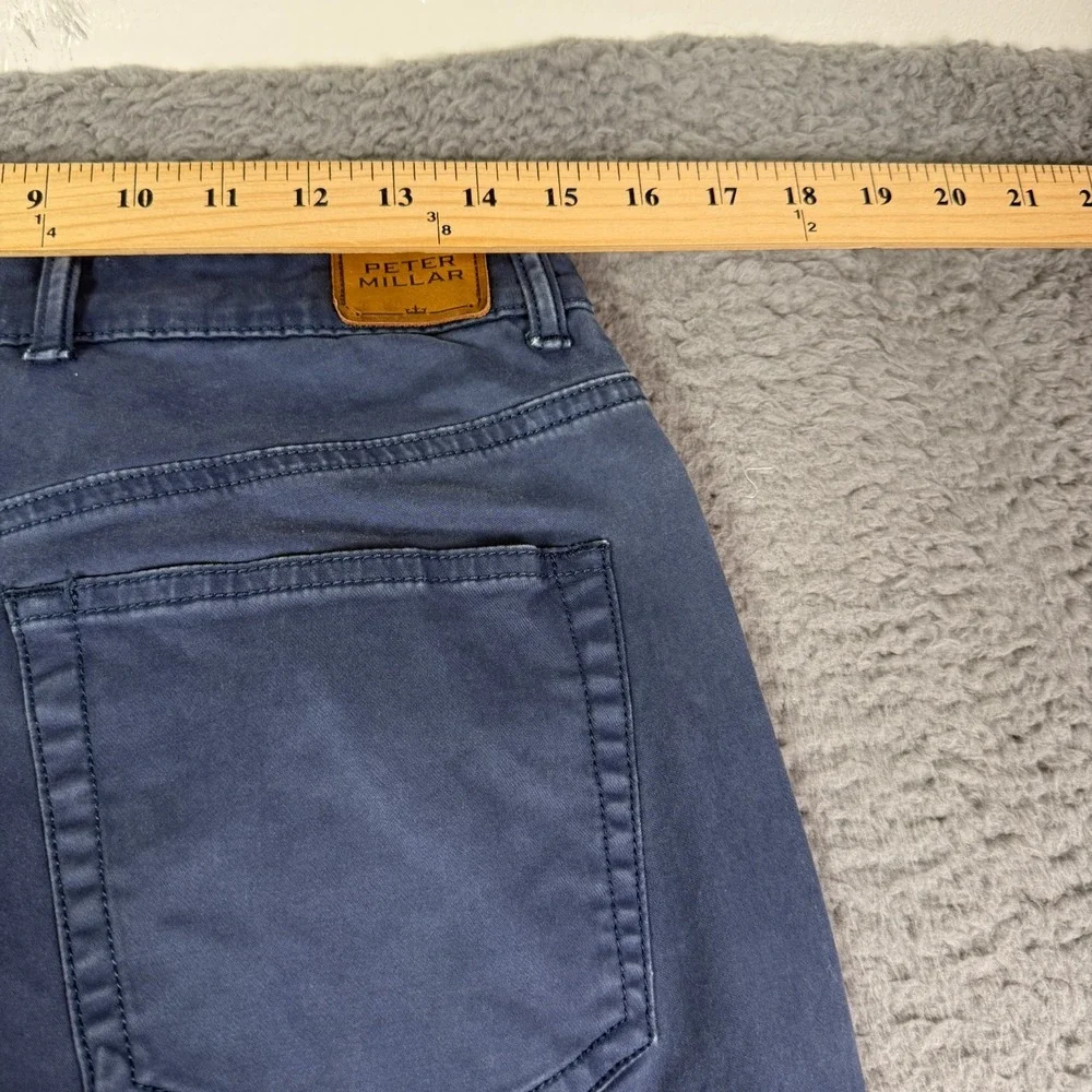 Peter Millar Crown Ultimate Sateen 5 Pocket Pants Mens 30x33 Blue Chino MF15B93